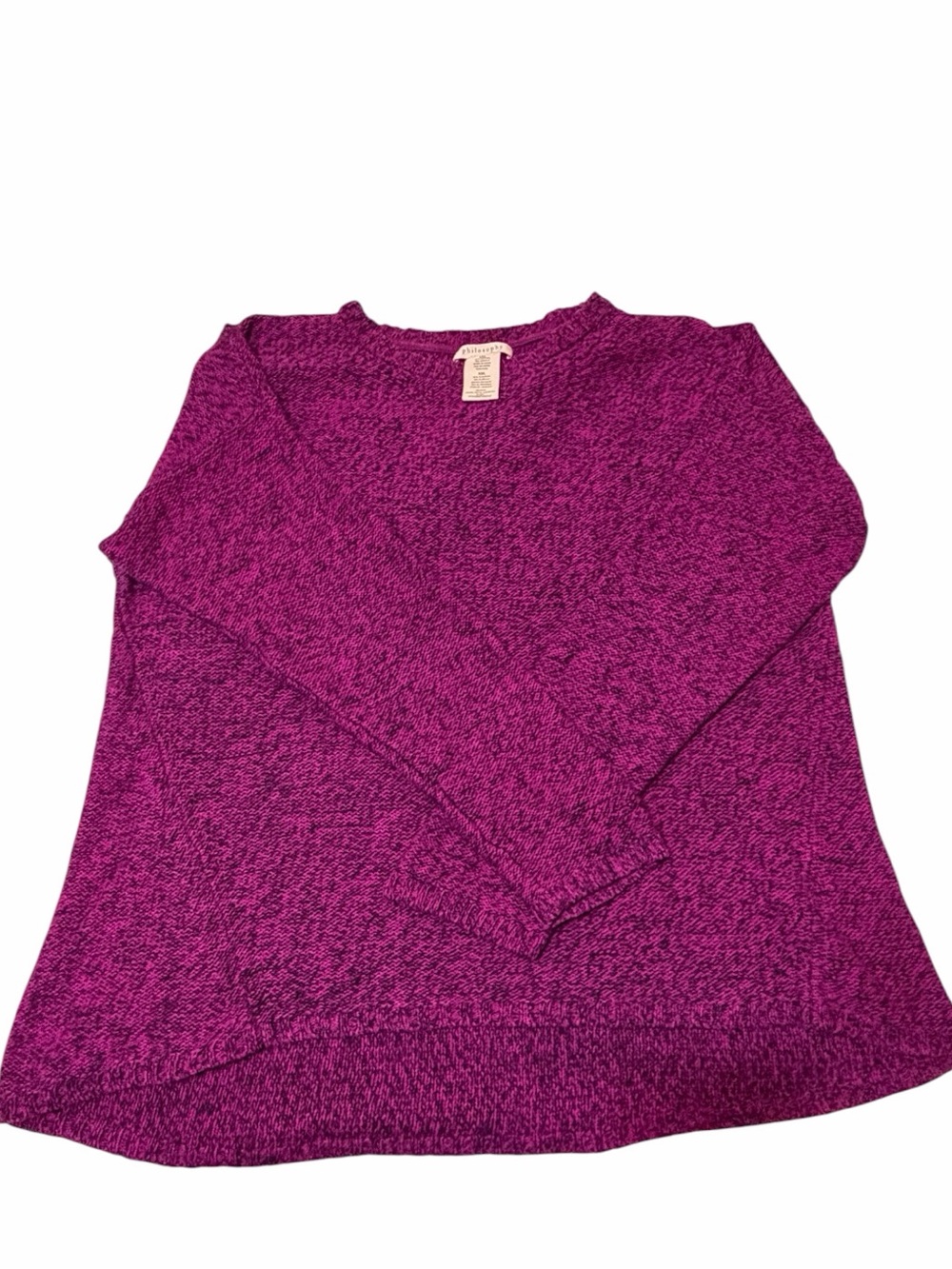 Philosophy Magenta & White  Marled Crewneck Hi Lo Sweater Sz XXL - Picture 7 of 7